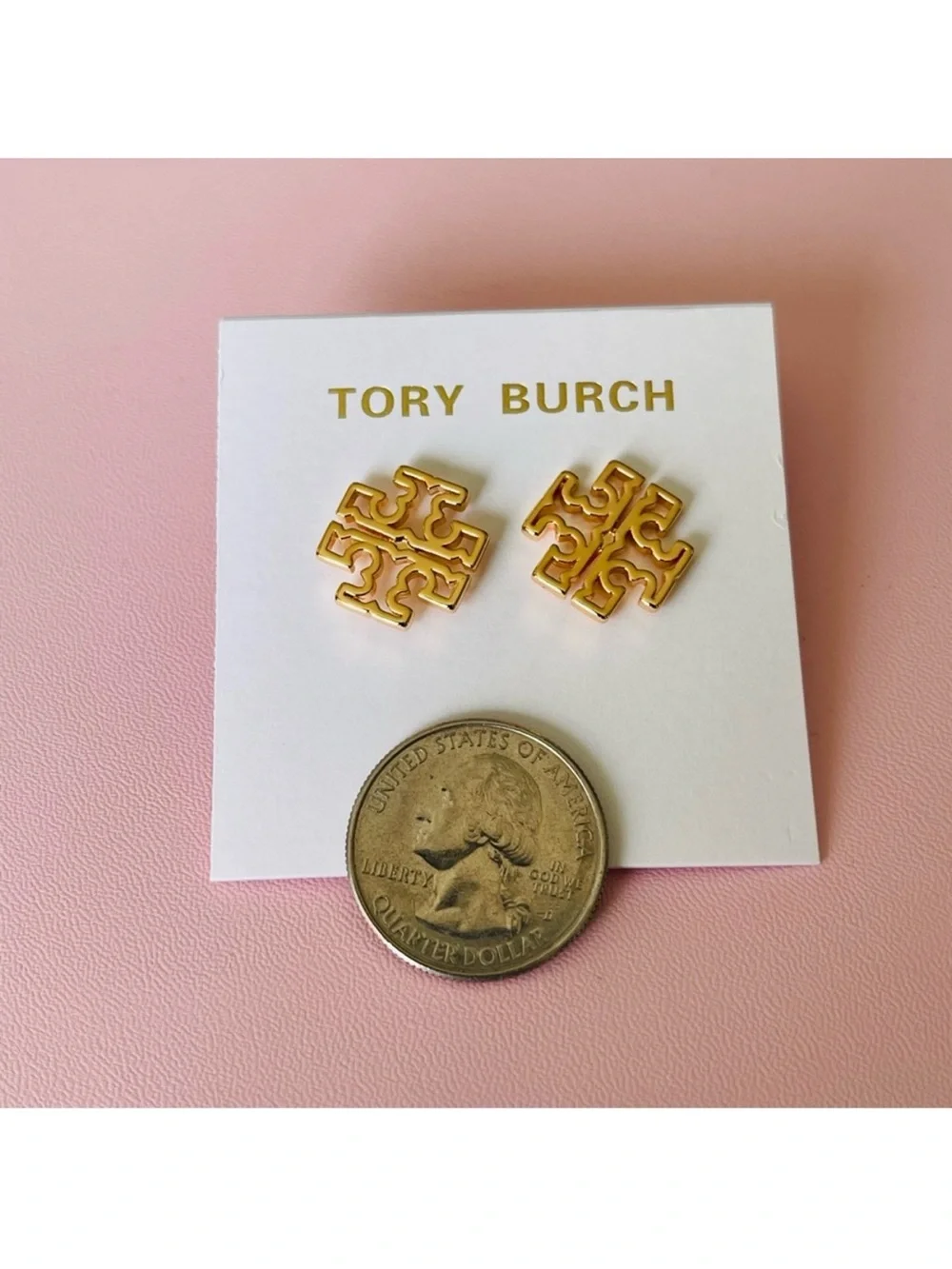 Tory Burch Gold Logo Stud Earrings